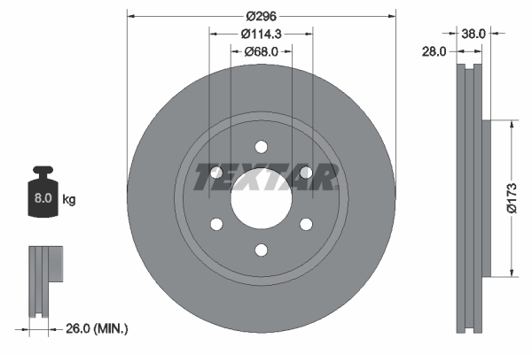 TEXTAR TEX 92199603 Féktárcsa