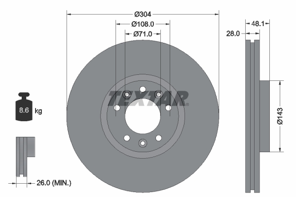 TEXTAR TEX 92232305 FÉKTÁRCSA 1020210