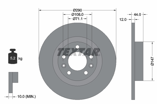 TEXTAR TEX 92238003 Féktárcsa