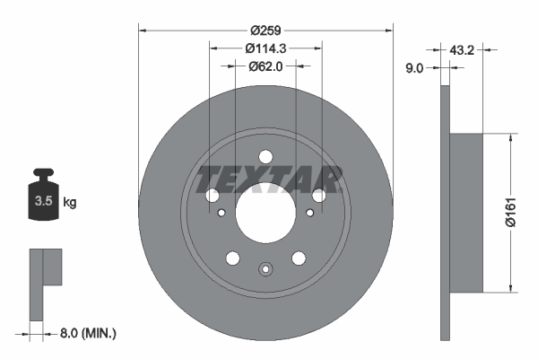 TEXTAR TEX 92268403 Féktárcsa