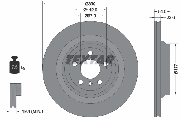 TEXTAR TEX 92273505 FÉKTÁRCSA