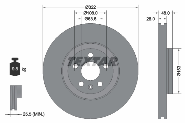 TEXTAR TEX 92287405 FÉKTÁRCSA