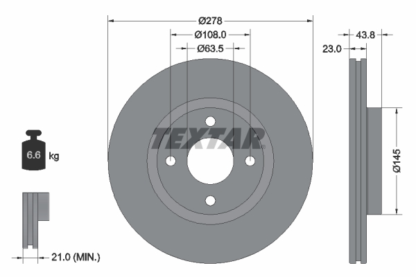 TEXTAR 92303203 féktárcsa