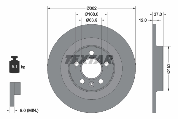 TEXTAR TEX 92304703 Féktárcsa