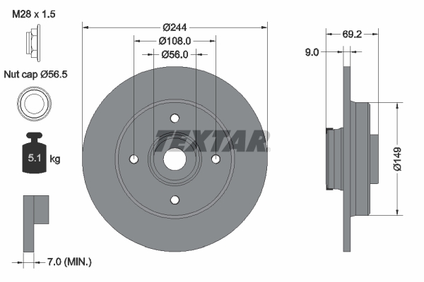 TEXTAR TEX 92305403 FÉKTÁRCSA 1020210