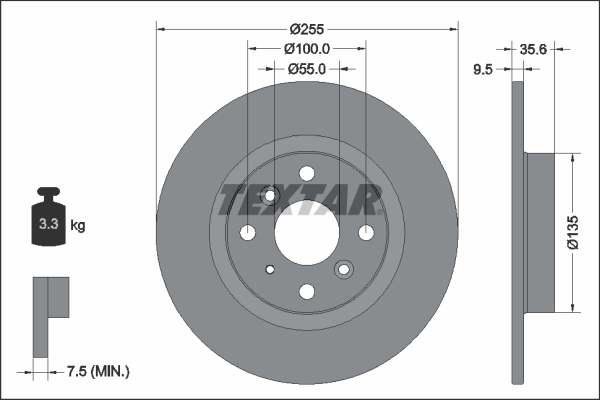 TEXTAR 92338203 féktárcsa