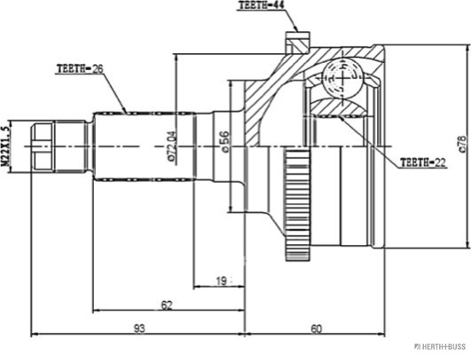 JAKOPARTS J2823120HB Féltengelycsukló