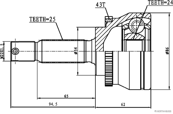 JAKOPARTS J2825131HB Féltengelycsukló