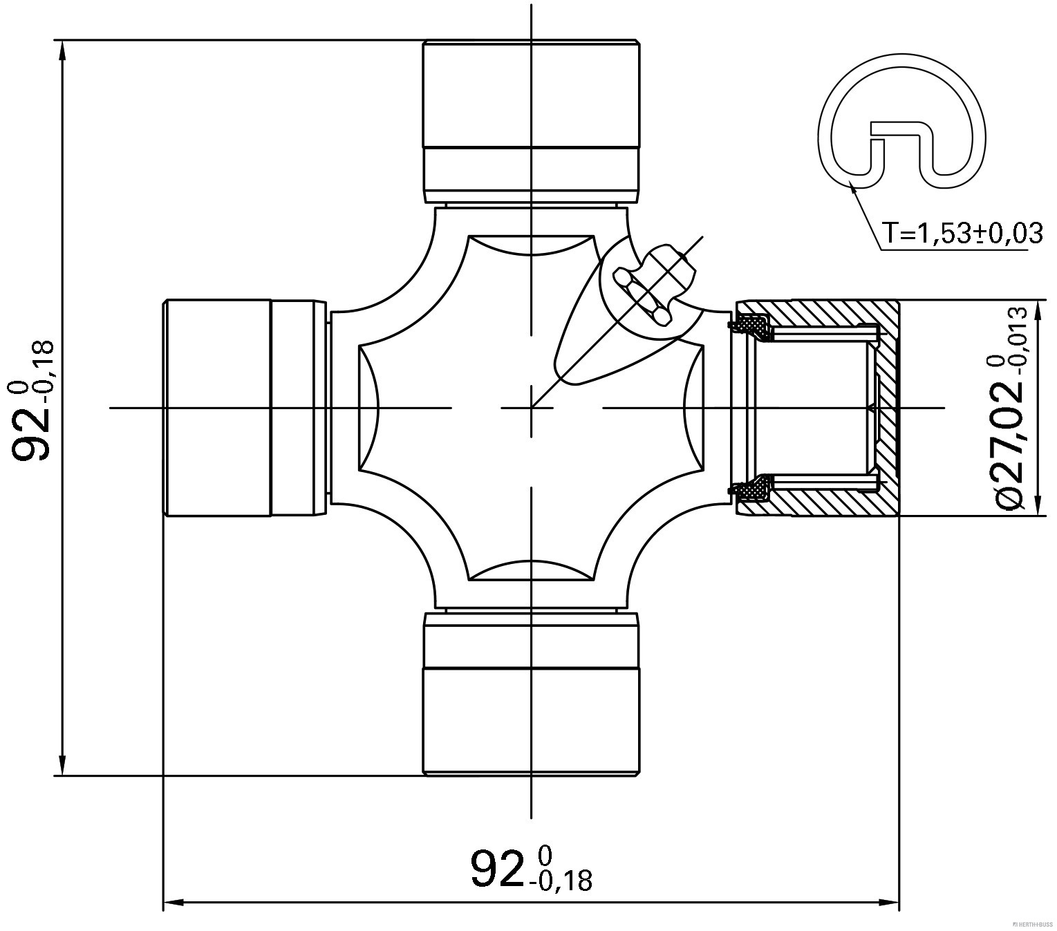 HBJ J2922013 csukló, hosszanti tengely