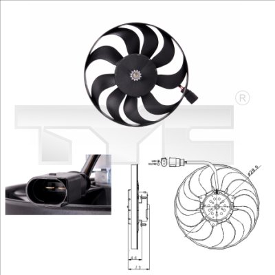 TYC 802-0001 Ventillátor, hűtőventillátor, ventillátor motor hűtőrendszerhez