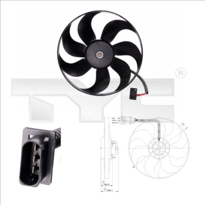 TYC 170 556 802-0009 - Ventillátor, hűtőventillátor, ventillátor motor hűtőrendszerhez