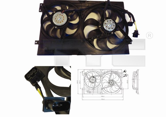 TYC 74148 837-0024 - Ventilátor, hűtőventilátor, ventilátor motor hűtőrendszerhez