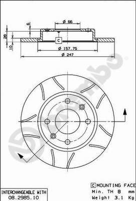 BREMBO BRE08.2985.75 féktárcsa