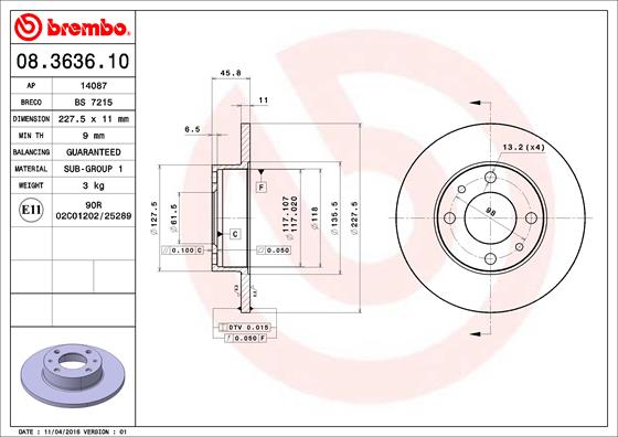 BREMBO BRE08.3636.10 féktárcsa