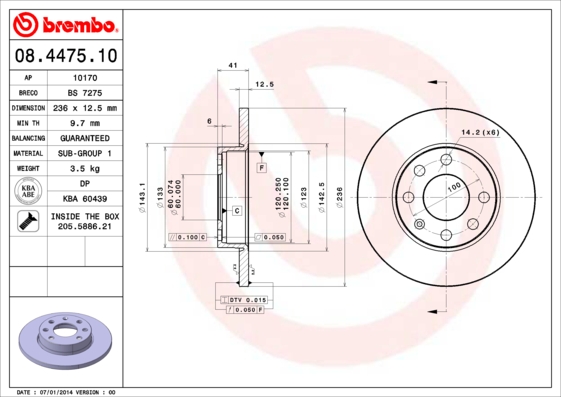 BREMBO BRE08.4475.10 féktárcsa