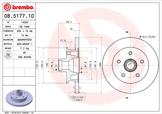 BREMBO 08.5177.10B Féktárcsa