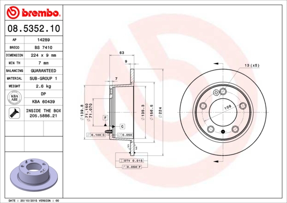 BREMBO BRE08.5352.10 féktárcsa