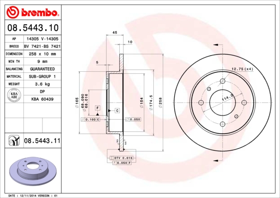 BREMBO BRE08.5443.11 féktárcsa