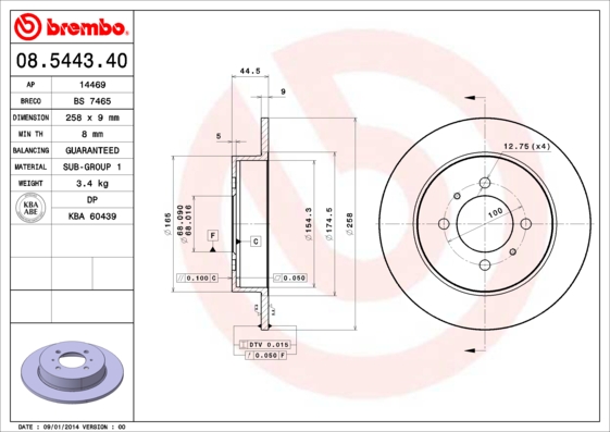 BREMBO BRE08.5443.40 féktárcsa