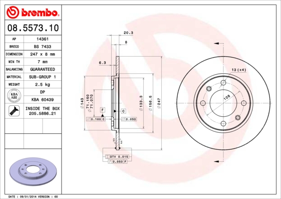 BREMBO BRE08.5573.10 féktárcsa