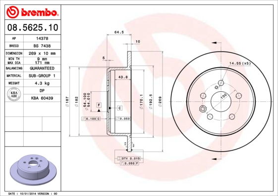 BREMBO BRE08.5625.10 féktárcsa