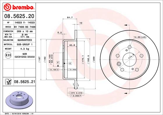 BREMBO BRE08.5625.21 féktárcsa