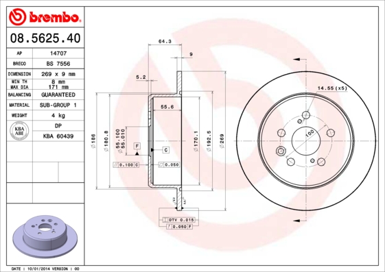 BREMBO BRE08.5625.40 féktárcsa