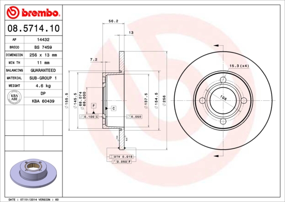 BREMBO BRE08.5714.10 féktárcsa