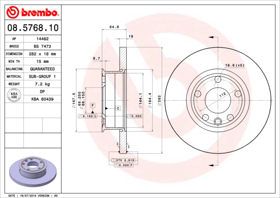 BREMBO BRE08.5768.10 féktárcsa