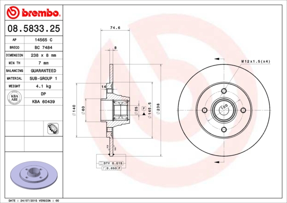 BREMBO  Féktárcsa