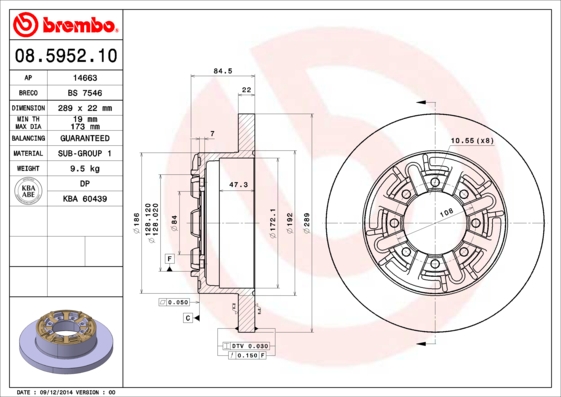 BREMBO BRE08.5952.10 féktárcsa