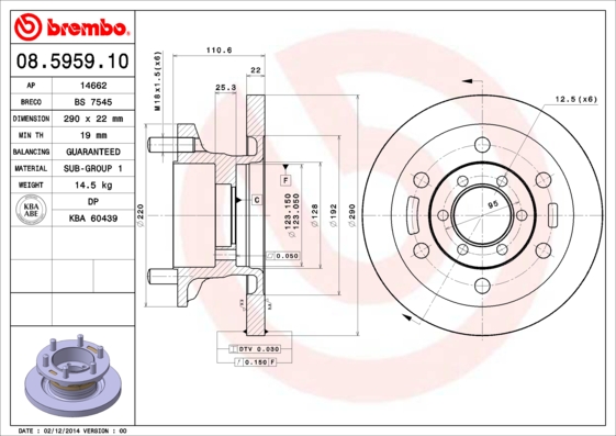 BREMBO 08.5959.10B Féktárcsa