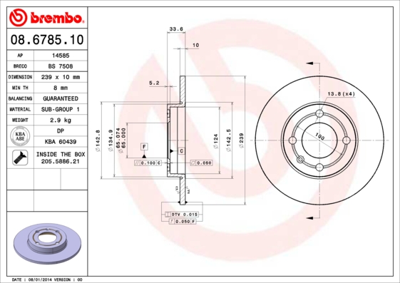 BREMBO BRE08.6785.10 féktárcsa