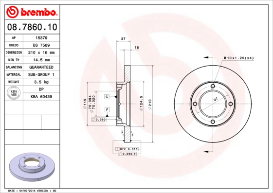 BREMBO 08.7860.10B Féktárcsa