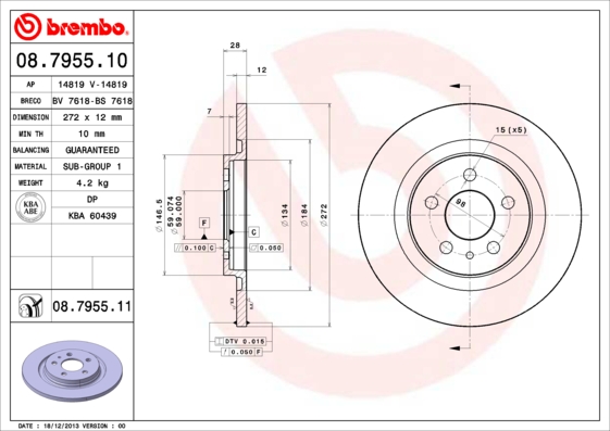 BREMBO BRE08.7955.11 féktárcsa