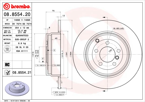 BREMBO BRE08.8554.21 féktárcsa