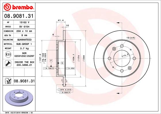 BREMBO BRE08.9081.31 féktárcsa