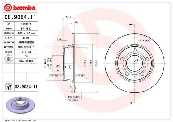 BREMBO BRE08.9084.11 féktárcsa