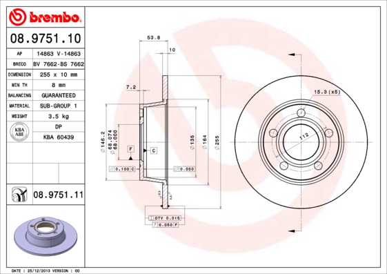 BREMBO BRE08.9751.11 féktárcsa