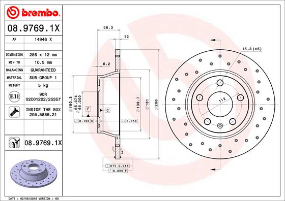 BREMBO BRE08.9769.1X féktárcsa