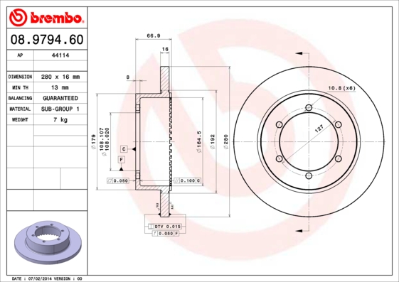 BREMBO BRE08.9794.60 féktárcsa