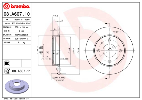 BREMBO BRE08.A607.11 féktárcsa