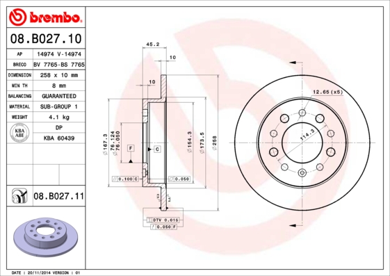 BREMBO BRE08.B027.11 féktárcsa