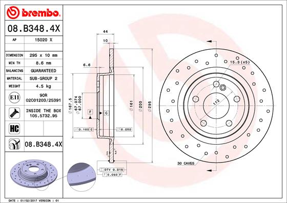 BREMBO BRE08.B348.4X féktárcsa