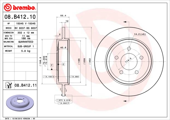 BREMBO BRE08.B412.11 féktárcsa