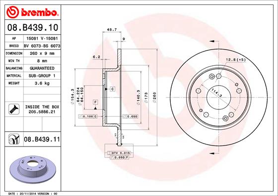 BREMBO BRE08.B439.11 féktárcsa