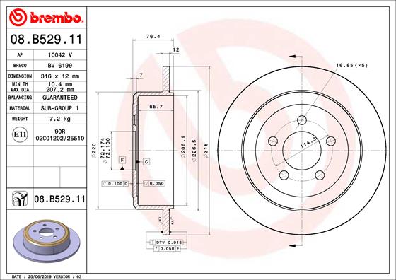 BREMBO 08.B529.11B Féktárcsa