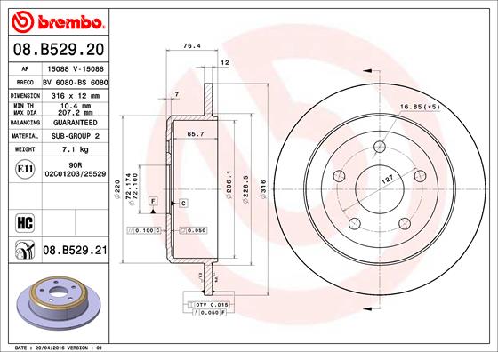 BREMBO BRE08.B529.21 féktárcsa