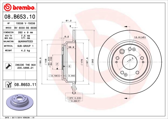 BREMBO BRE08.B653.11 féktárcsa