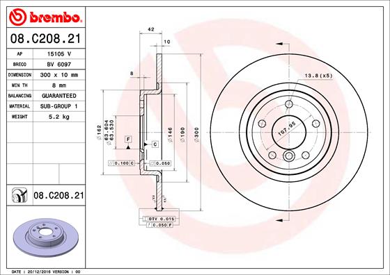 BREMBO BRE08.C208.21 féktárcsa